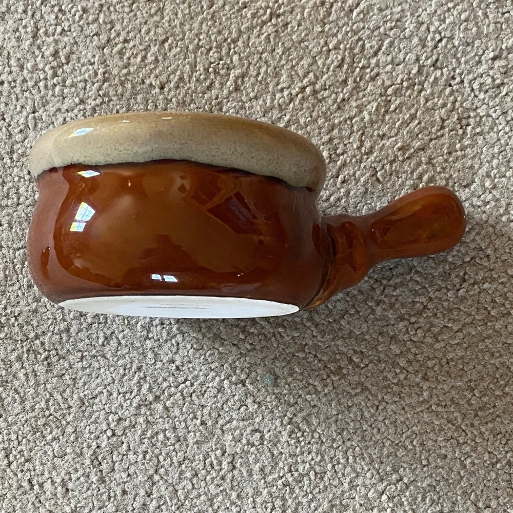 Brown Ceramic Soup Crock with Lid and Handle